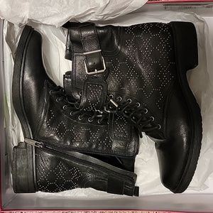 Vince Camuto Studded Tanowie Combat Leather Boots